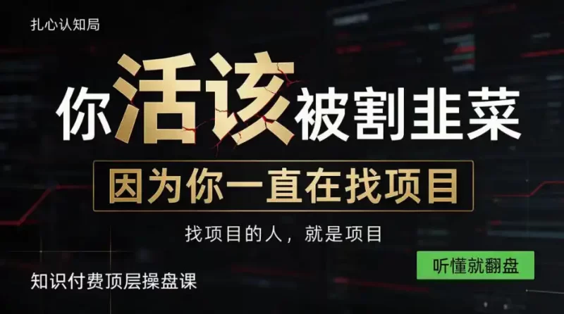 做项目不如卖项目,做知识付费自己当老板,知识付费顶层操盘课,听懂就翻盘【揭秘】-51云资源