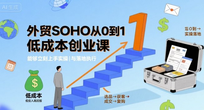 外贸SOHO从0到1低成本创业课，能够立刻上手实操与落地执行-51云资源