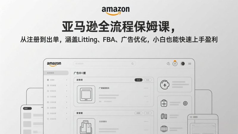 亚马逊全流程保姆课,从注册到出单,涵盖Listing、FBA、广告优化,小白也能快速上手盈利-51云资源
