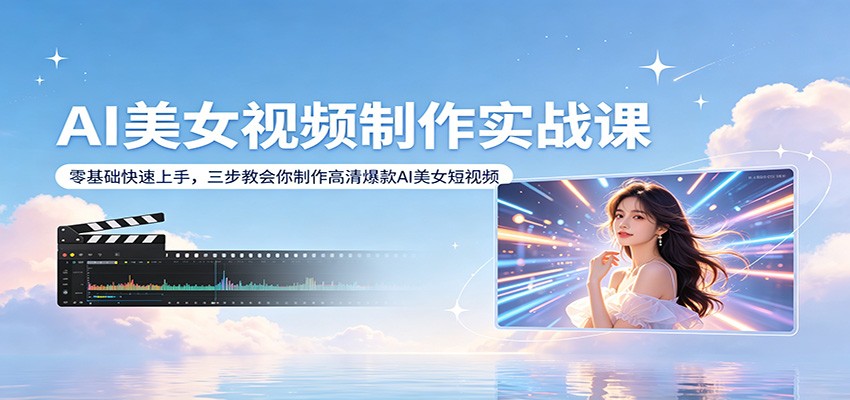 AI美女视频制作实战课：零基础快速上手，三步教会你制作高清爆款AI美女短视频-51云资源