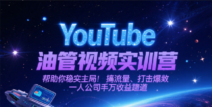 YouTube油管视频实训营，帮助你稳入局、搞流量、打爆款，一人公司千万收益赛道-51云资源
