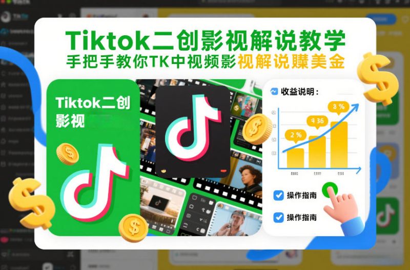 Tiktok二创影视解说教学,手把手教你TK中视频影视解说賺美金(更新26年1月)-51云资源