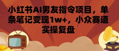 小红书AI男友指令项目,单条笔记变现1w ,小众赛道实操复盘-51云资源