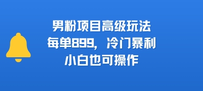 男粉项目高级玩法，每单899，冷门暴利，小白也可操作-51云资源