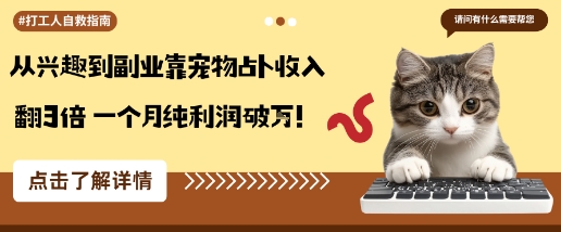 从兴趣到副业靠宠物占卜收入翻3倍一个月纯利润破W-51云资源