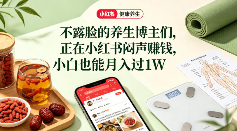 小红书健康养生科普图文赛道，不露脸的养生博主们，正在小红书闷声賺钱，小白也能月入过1W-51云资源
