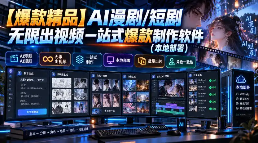 【爆款精品】AI漫剧/短剧无限出视频一站式爆款制作软件(本地部署)-51云资源
