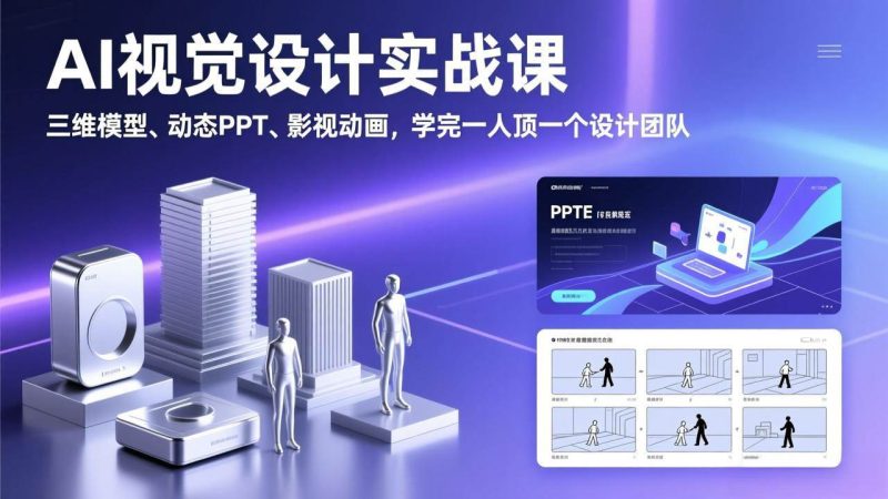 (17407期)AI视觉设计实战课,三维模型、动态PPT、影视动画,学完一人顶一个设计团队-51云资源