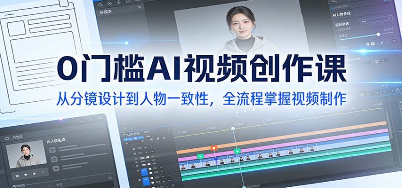 0门槛AI视频创作课:从分镜设计到人物一致性,全流程掌握视频制作-51云资源