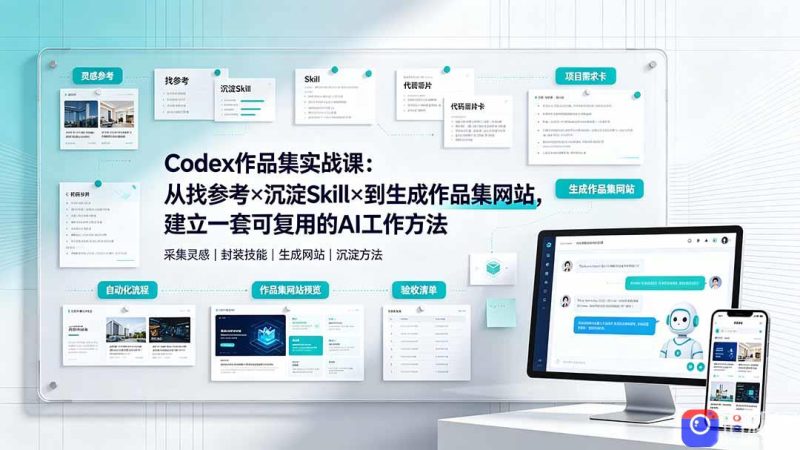 Codex作品集实战课:从找参考×沉淀Skill×到生成作品集网站,建立一套可复用的AI工作方法-51云资源