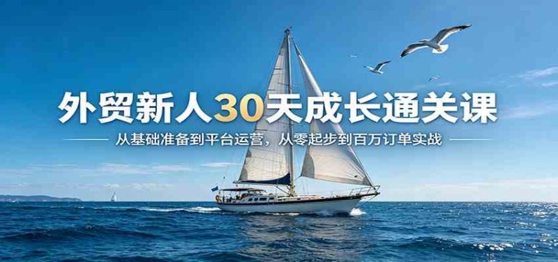 外贸新人30天成长通关课：从基础准备到平台运营，从零起步到百万订单实战-51云资源