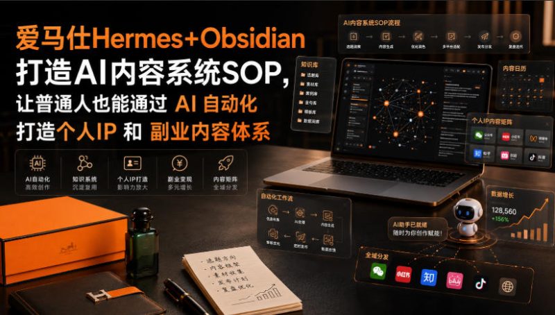 爱马仕Hermes Obsidian打造AI内容系统SOP，让普通人也能通过 AI 自动化打造个人IP 和 副业内容体系-51云资源