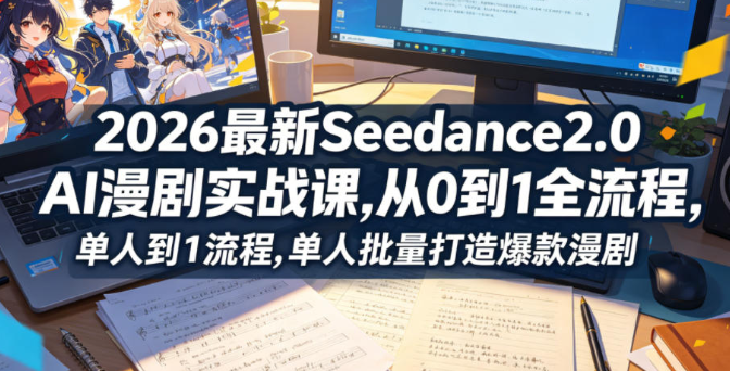 2026最新Seedance2.0 AI漫剧实战课,，从0到1全流程，单人批量打造爆款漫剧-51云资源