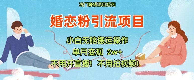 小红书婚恋粉引流，不用开直播，不用拍视频，不用做交付【揭秘】-51云资源