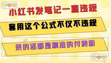 小红书发笔记一直违规,套用这个公式不仅不违规,来的还都是精准的付费粉