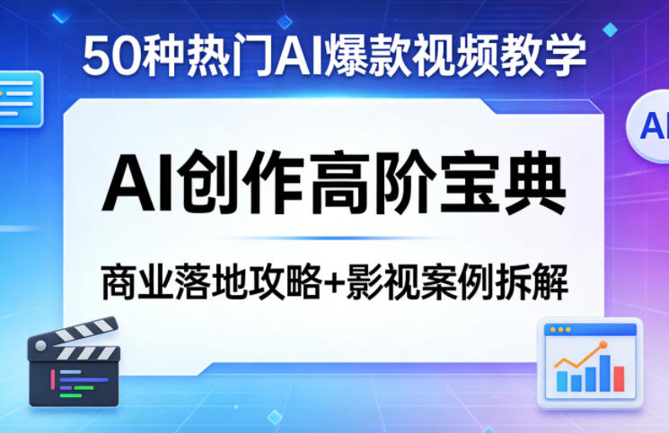 50种热门AI爆款视频教学，AI创作高阶宝典，商业落地攻略 影视案例拆解-51云资源