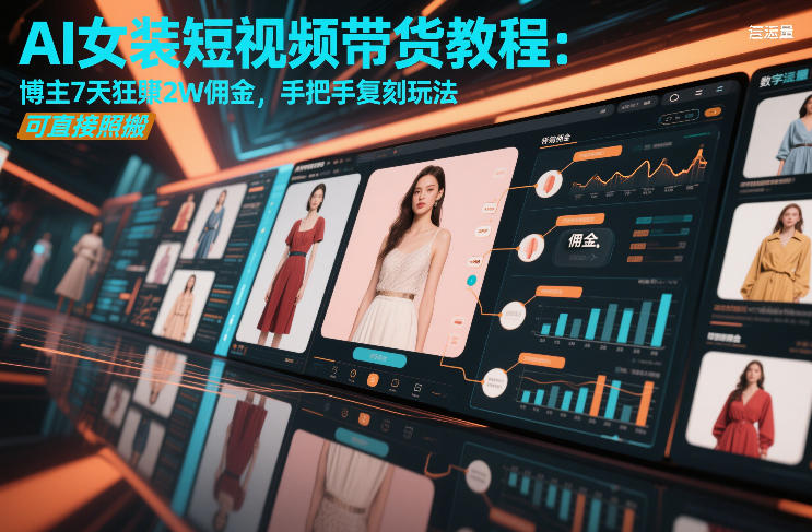 AI女装短视频带货教程：博主7天狂賺2W佣金，手把手复刻玩法，可直接照搬-51云资源