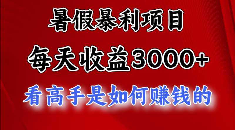（11422期）暑假暴利项目，每天收益3000  努努力能达到5000 ，暑假大流量来了-51云资源