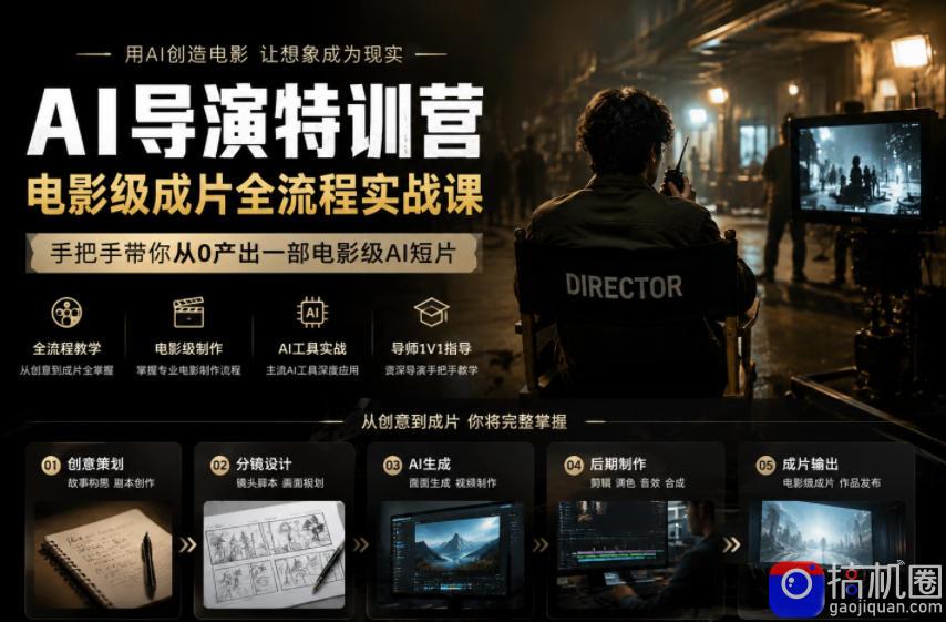 AI导演特训营，电影级成片全流程实战课，手把手带你从0产出一部电影级AI短片