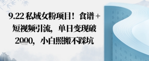私域女粉项目！食谱 短视频引流，单日变现破多张，小白照搬不踩坑-51云资源