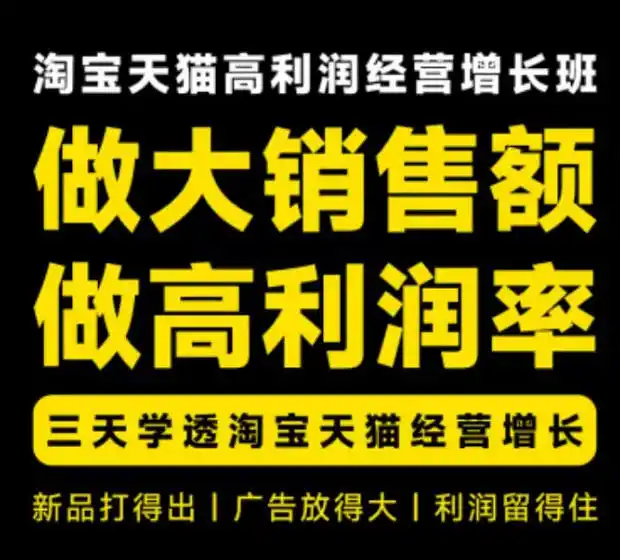 天猫淘宝高利润经营增长班杭州线下课31期8月22-24日，做大销售额做高利润率，三天学透淘宝天猫经营增长-51云资源