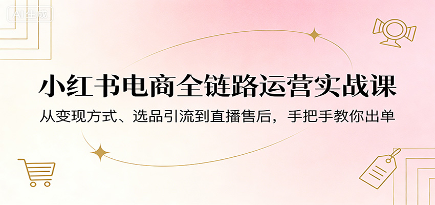 小红书电商全链路运营实战课：从变现方式、选品引流到直播售后，手把手教你出单-51云资源