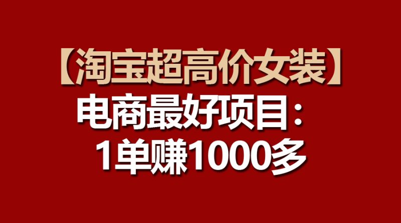 (10514期)【淘宝超高价女装】电商最好项目:一单赚1000多-51云资源
