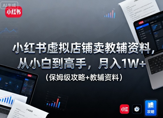 小红书虚拟店铺卖教辅资料，从小白到高手，月入1W （保姆级攻略 教辅资料）-51云资源