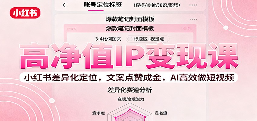 高净值IP变现课:小红书差异化定位,文案点赞成金, AI高效做短视频-51云资源