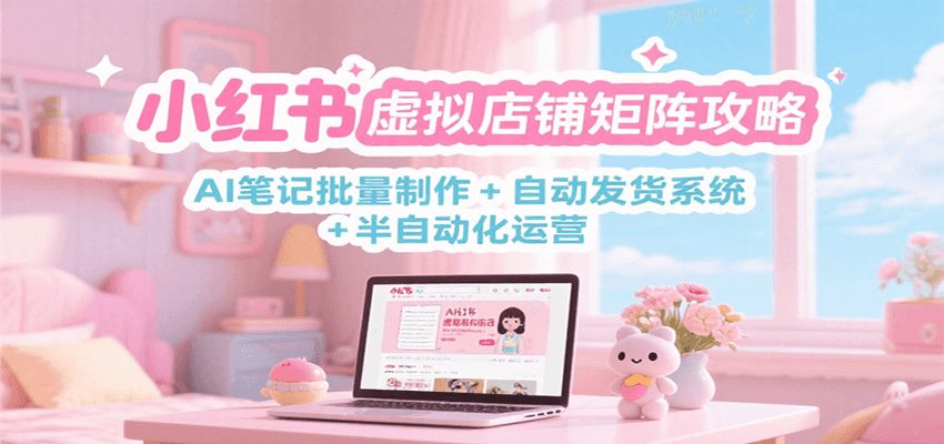 小红书虚拟店铺矩阵攻略:AI笔记批量制作 自动发货系统 半自动化运营-51云资源
