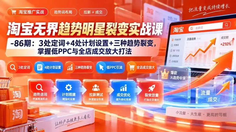 淘宝无界趋势明星裂变实战课-86期：3处定词 4处计划设置 三种趋势裂变，掌握低PPC与全店成交放大打法-51云资源