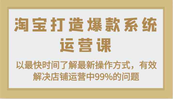 淘宝打造爆款系统运营课:以最快时间了解最新操作方式,有效解决店铺运营中99%的问题-51云资源