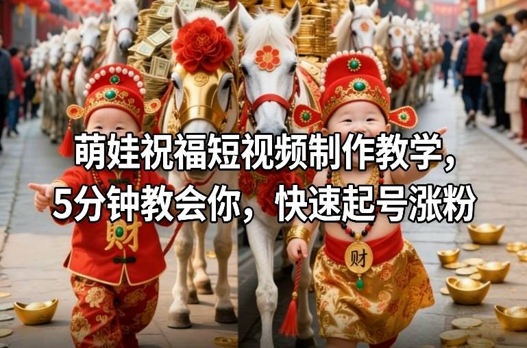 萌娃祝福短视频制作教学，5分钟教会你，快速起号涨粉-51云资源