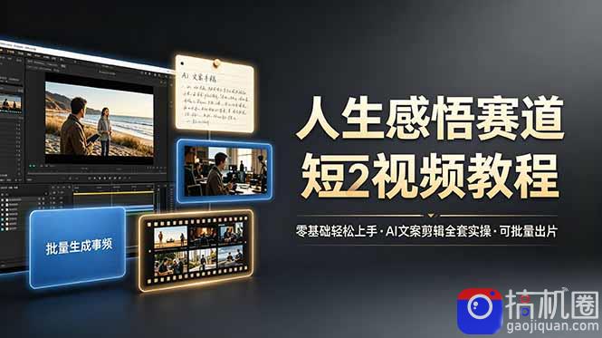 人生感悟赛道短视频教程,零基础轻松上手,AI文案剪辑全套实操可批量出片