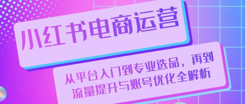 小红书电商运营:从平台入门到专业选品,再到流量提升与账号优化全解析-51云资源