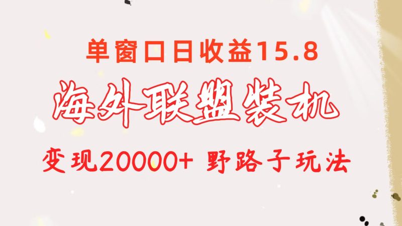 (10475期)海外联盟装机 单窗口日收益15.8 变现20000 野路子玩法-51云资源