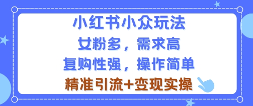 小红书小众玩法，女粉多，需求高，复购性强，操作简单精准引流 变现实操-51云资源