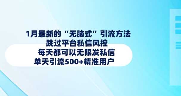 1月最新的无脑式引流方法，跳过平台私信风控，每天都可以无限发私信，单天引流500 精准用户-51云资源