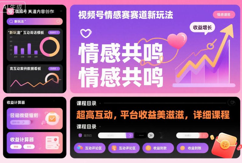 视频号情感赛道新玩法，超高互动，平台收益美滋滋，详细课程-51云资源