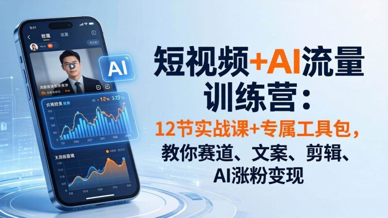 （18078期）短视频 AI流量训练营：12节实战课 专属工具包，教你赛道、文案、剪辑、AI涨粉变现-51云资源