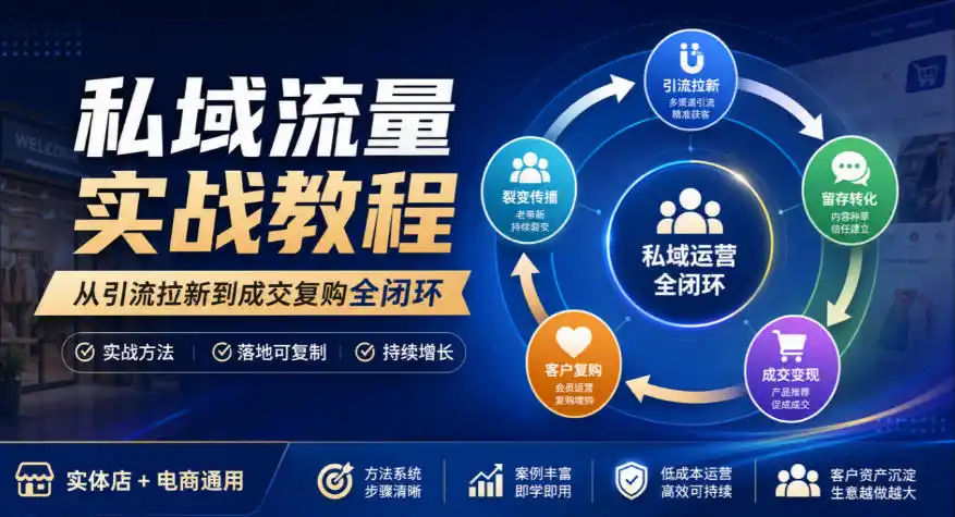 私域流量实战教程，从引流拉新到成交复购全闭环，实体店电商通用-51云资源