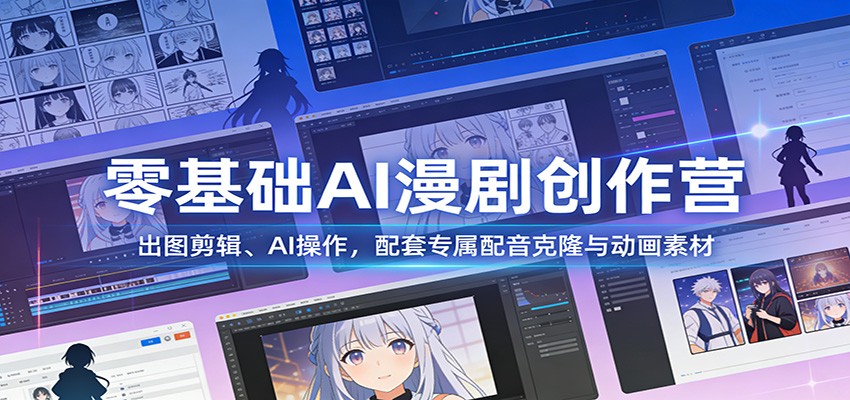 零基础AI漫剧创作营:出图剪辑、AI操作,配套专属配音克隆与动画素材-51云资源