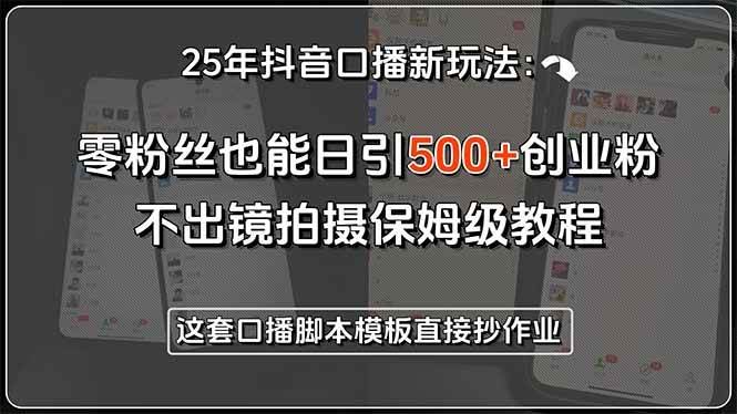 (15384期)25年抖音口播新玩法:零粉丝也能日引500 创业粉,不出镜拍摄保姆级教程…-51云资源