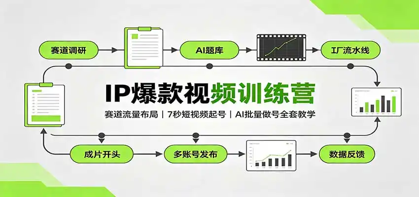 IP爆款视频训练营:赛道流量布局,7秒短视频起号,AI批量做号全套教学-51云资源
