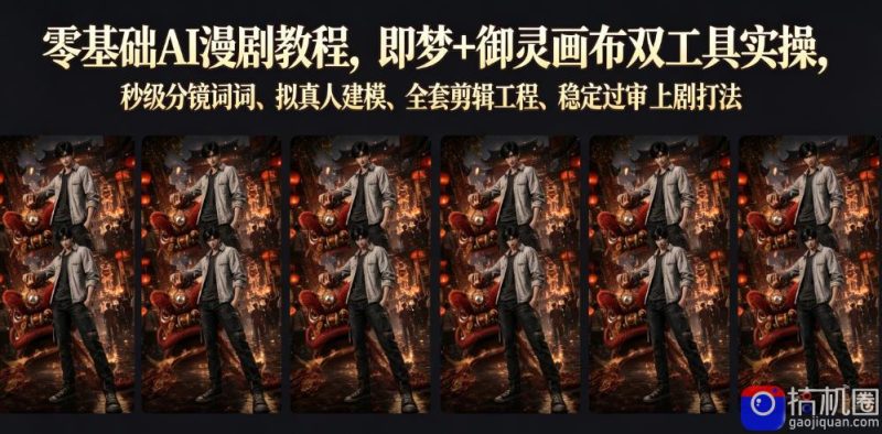 零基础AI漫剧教程,即梦 御灵画布双工具实操,秒级分镜提示词、拟真人建模、全套剪辑工程、稳定过审上剧打法-51云资源