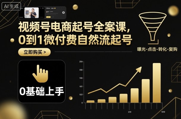 视频号电商起号全案课，0到1微付费自然流起号-51云资源