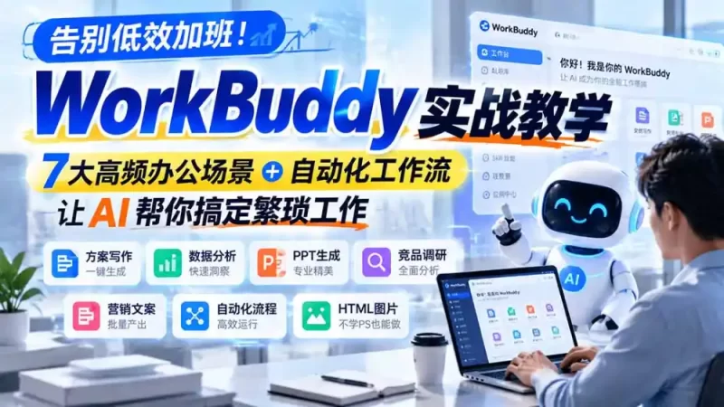 告别低效加班！WorkBuddy实战教学，7大高频办公场景＋自动化工作流，让AI帮你搞定繁琐工作-51云资源
