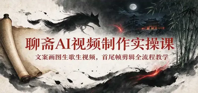 聊斋AI视频制作实操课:文案画图生歌生视频,首尾帧剪辑全流程教学-51云资源