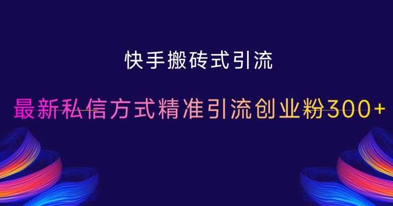 快手搬砖式引流，最新私信方式精准引流创业粉300-51云资源