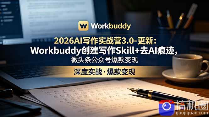 2026AI写作实战营3.0-更新:Workbuddy创建写作Skill 去AI痕迹,微头条公众号爆款变现